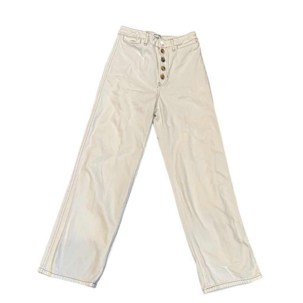 Reformation Lexi High Rise Wide Leg Jeans Ivory White Button Fly Size 24